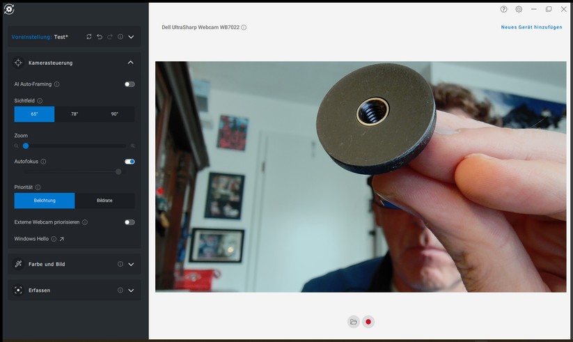 Dell Ultrasharp 4K WB7022: Der Autofokus funktioniert einwandfrei.