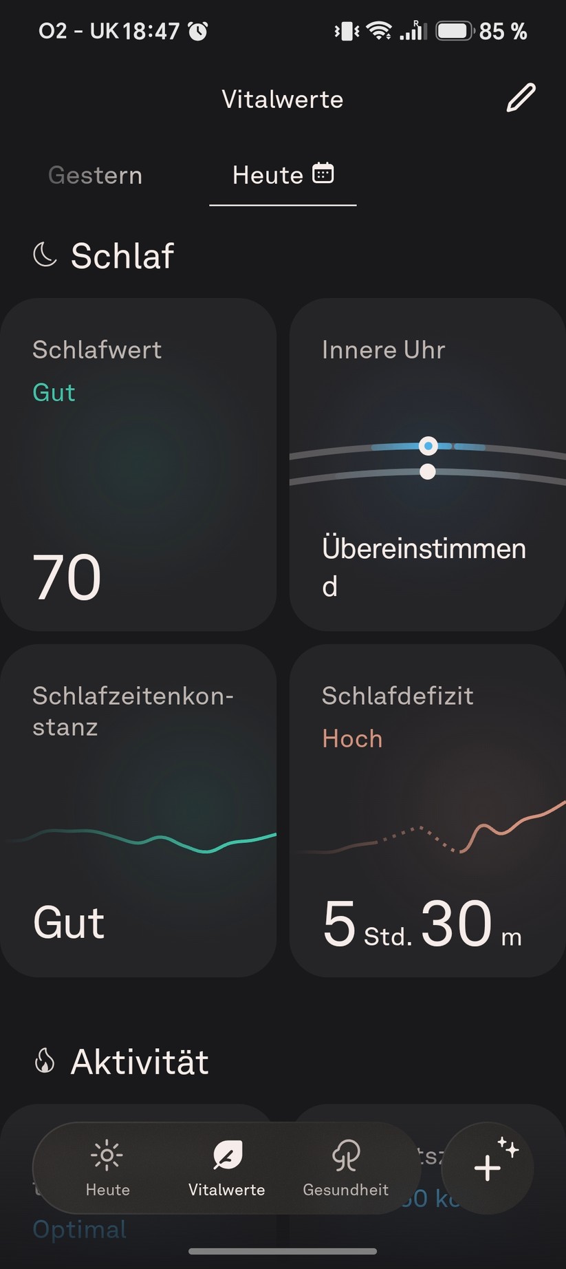 Oura Ring 5: App-Screenshots