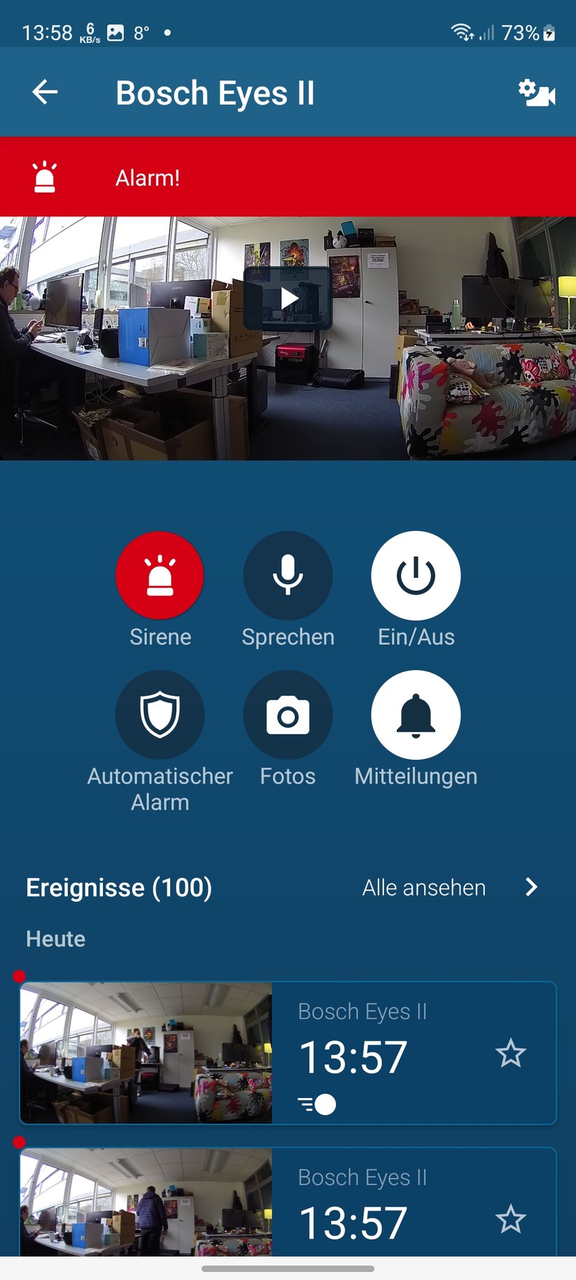 Bosch Eyes Innenkamera II: App, Einrichtung