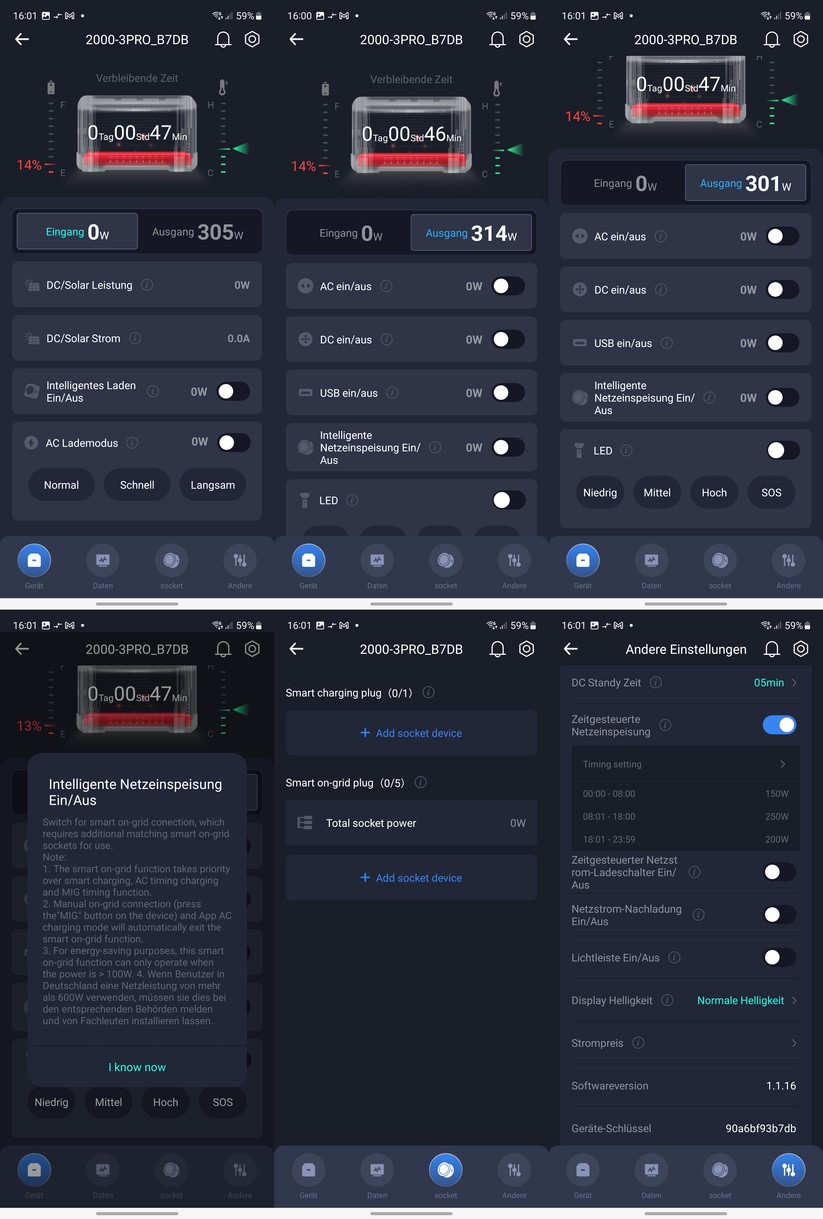 Das neueste Update der Wonderfree-App integriert die neue Option "Intelligente Netzeinspeisung". Allerdings sind dafür zwei nicht näher bekannte "Sockets" nötig, die nicht zum Lieferumfang zählen und auch aktuell nicht optional erhältlich sind. Gut möglich, dass damit eine dynamische Netzeinspeisung möglich wird. 