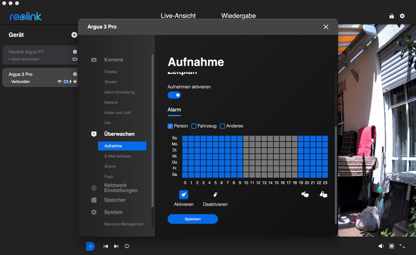 Reolink Argus 3 Pro: Desktop-App