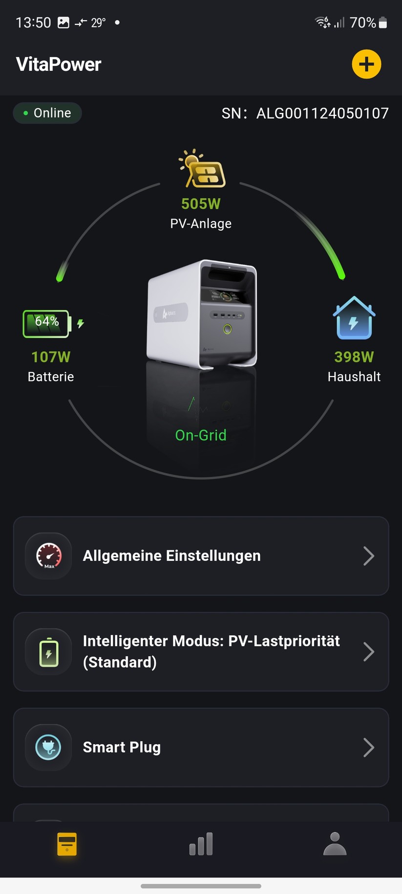 Alpha ESS Vitapower: Einstellungen mit der App Alpha Lite