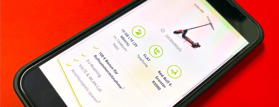 Red Bull E-Scooter für 1 Euro: Neues Tarif-Bundle von Freenet im Check