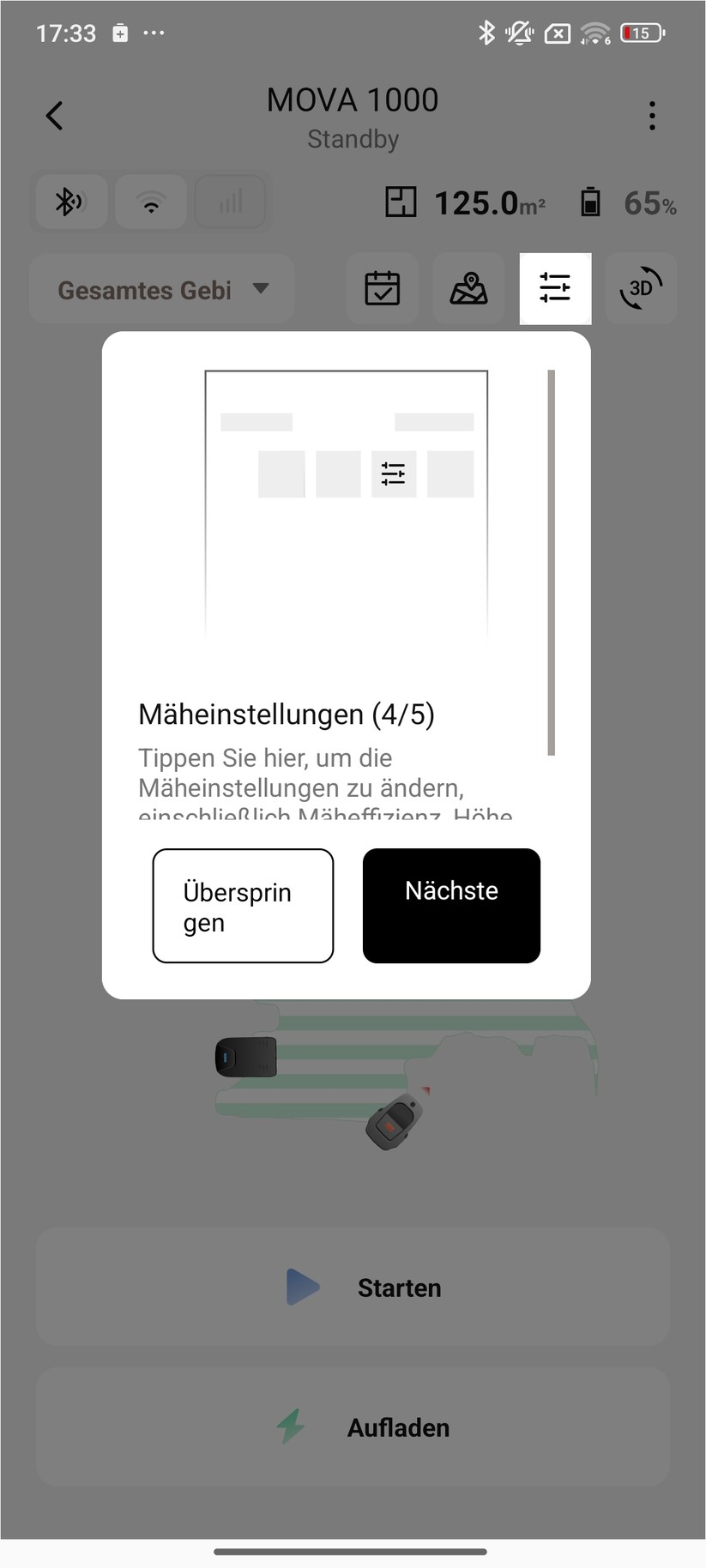 Mova 1000 – Einrichtung