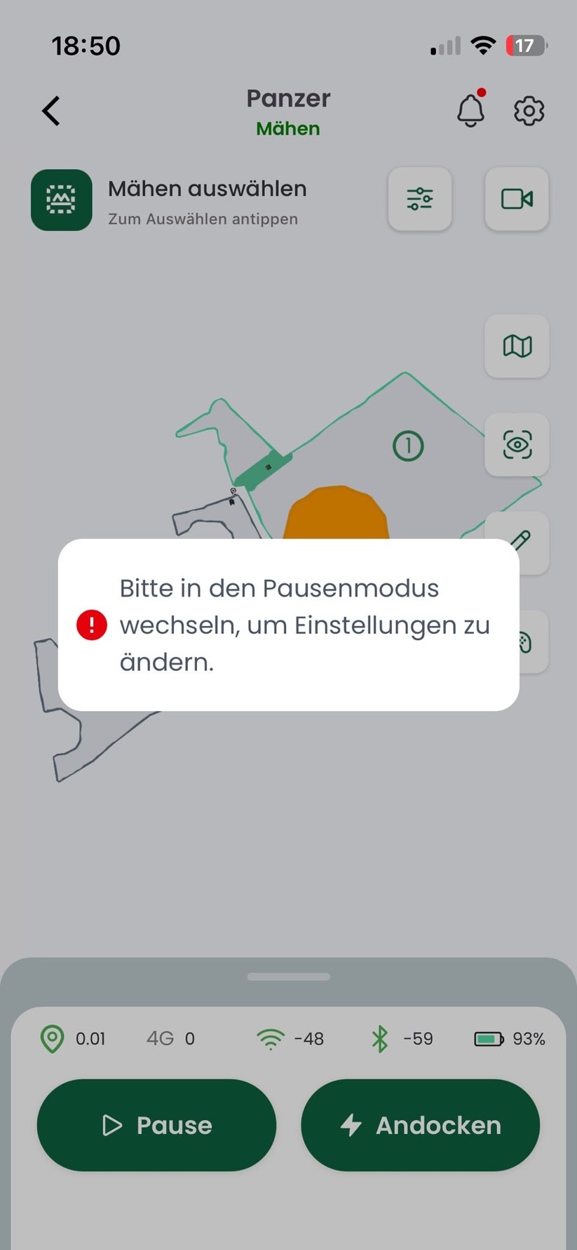 Lymow One Plus: Grundsätzlich bietet die App viele Möglichkeiten, ohne so intuitiv und umfangreich wie bei Segway oder Mammotion zu sein. Vor allem Einstellungsmöglichkeiten bei der Hinderniserkennung haben wir stark vermisst.