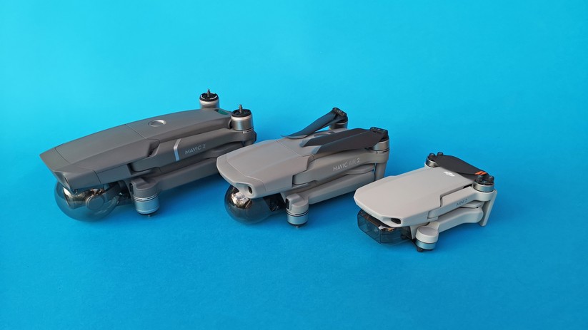 Von links nach rechts: Mavic 2 Zoom, Mavic Air 2 und Mini 2.