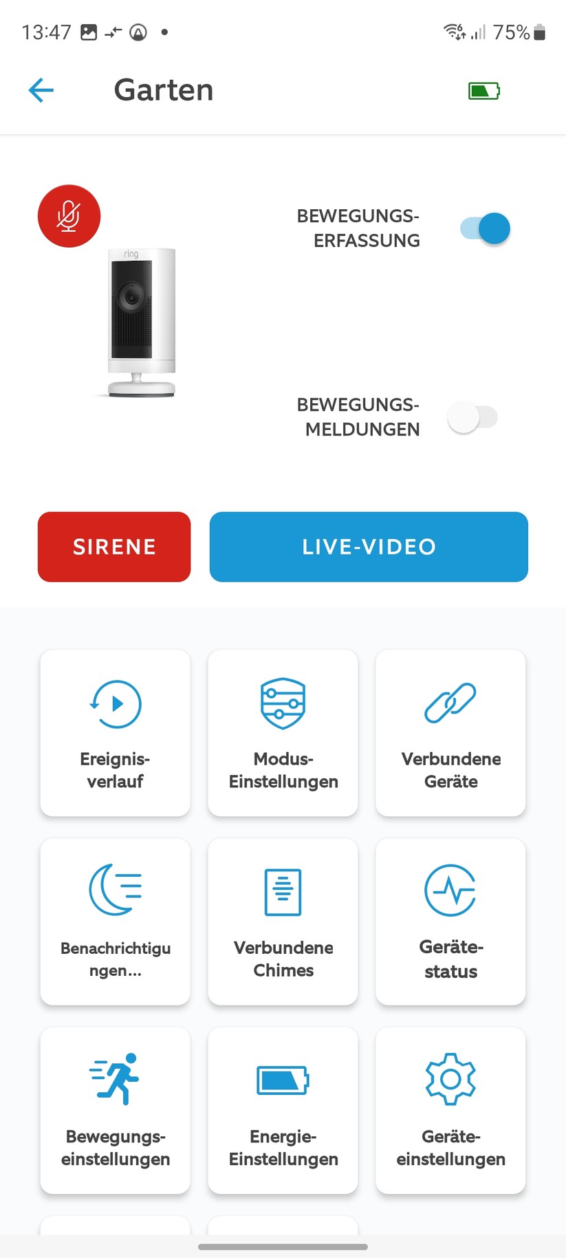 Ring Stick Up Cam Pro Akku: Die Kamera bietet viele Funktionen und Konfigurationsmöglichkeiten.