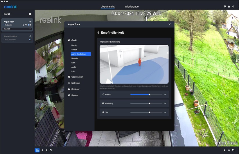Reolink Argus Track: Konfiguration mit Desktop-App