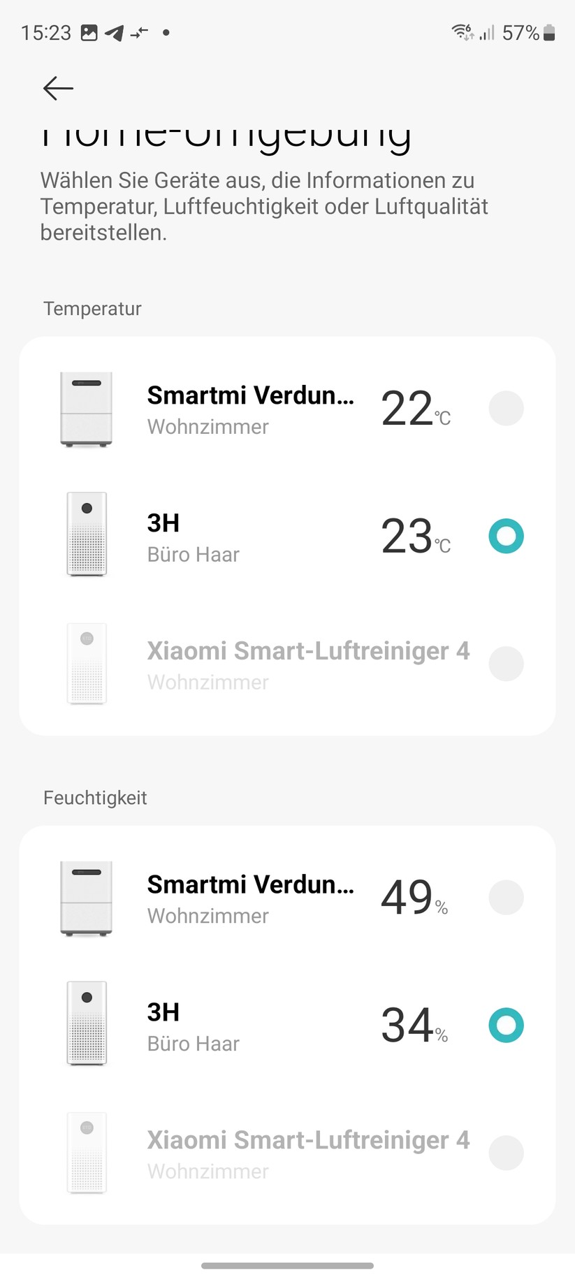 Der Smartmi Verdunstungsluftbefeuchter 3 wird mit der App Xiaomi Home gesteuert.