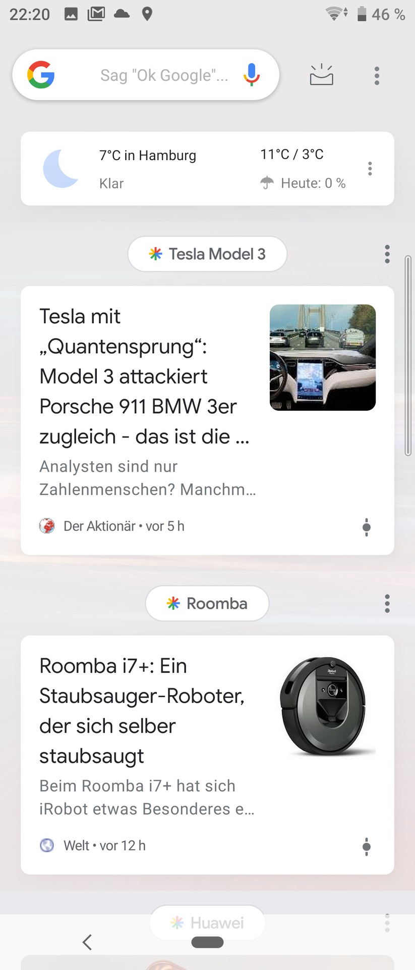 Google Now auf dem Xperia 10