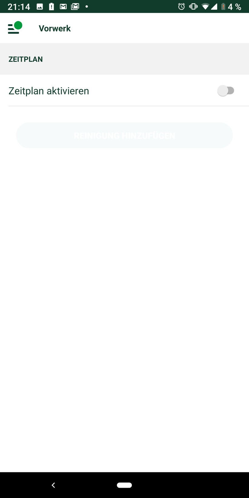 Menü des Zeitplans …