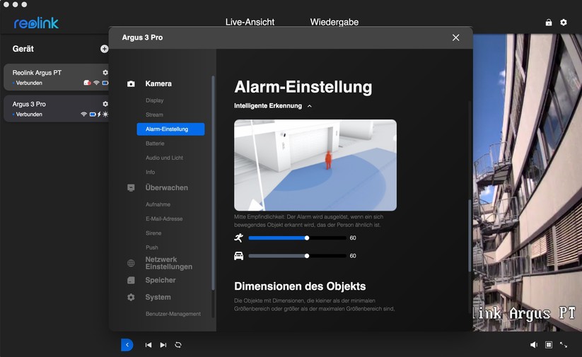 Reolink Argus 3 Pro: Desktop-App