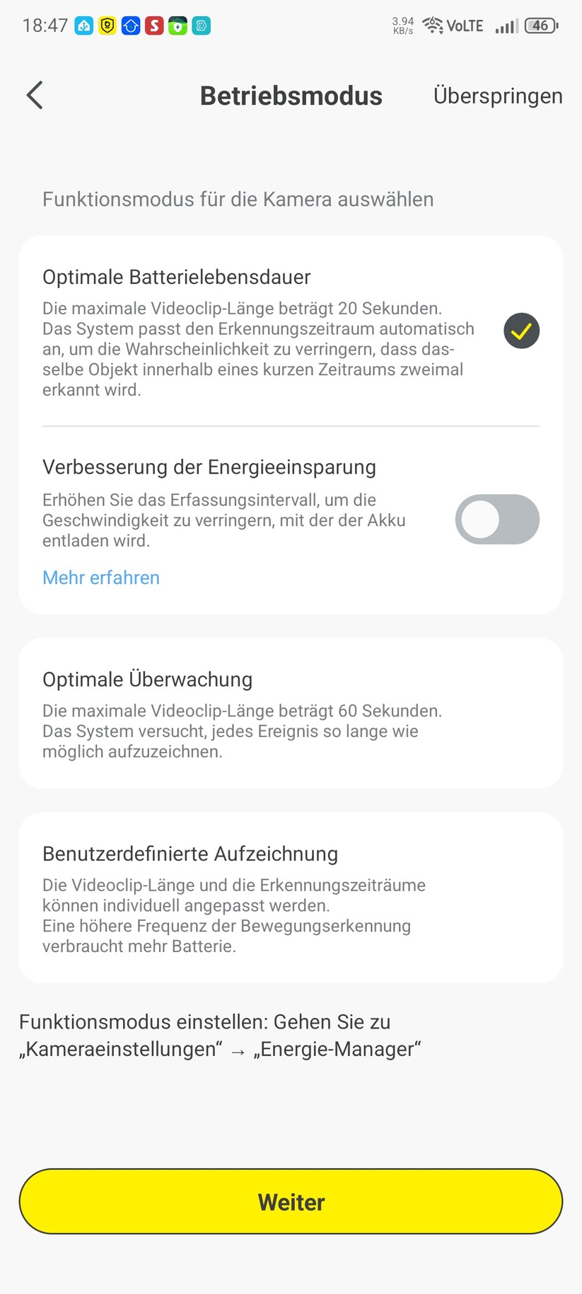 Die Inbetriebnahme der Überwachungskamera erfolgt mit der App Baseus Security