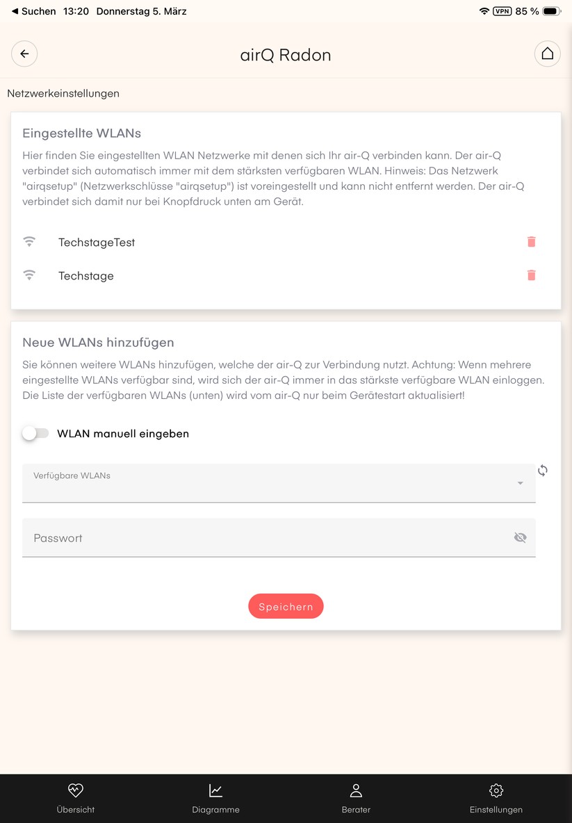 Die Air-Q-App überzeugt nicht nur mit einer übersichtlichen Darstellung der gemessenen Sensorwerte, sondern auch mit detaillierten Erläuterungen. 