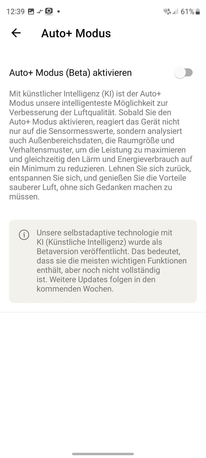 Philips Air Performer 8000 AMF870: Einrichtung mit App Air+