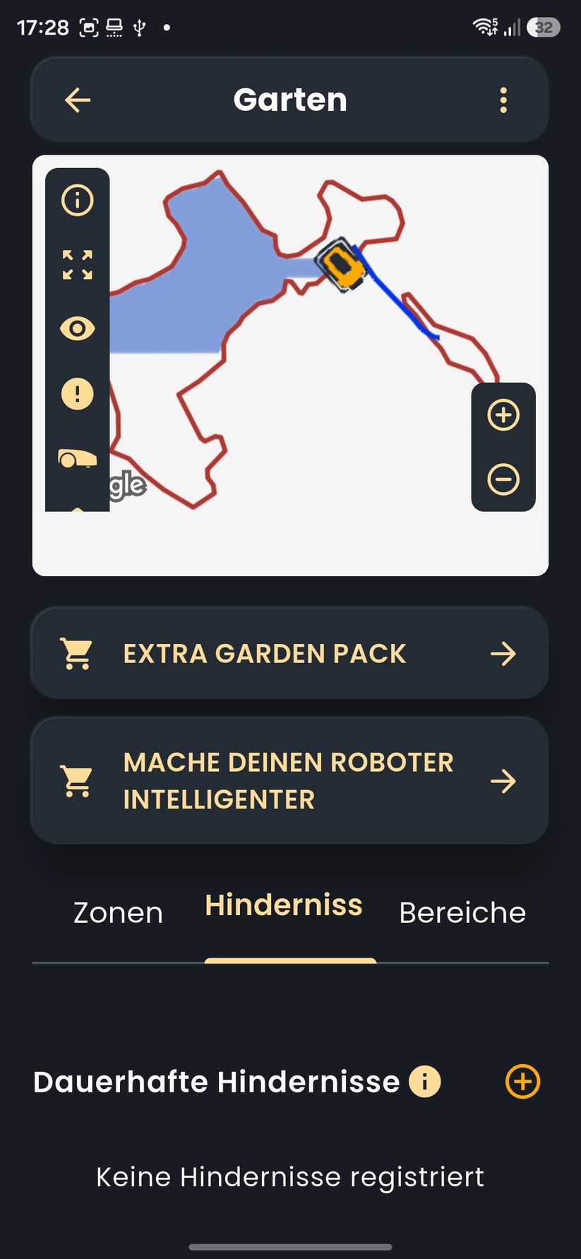 Der Funktionsumfang der App ist recht groß. Der A 6v verwaltet bis zu zehn Mähbereiche, zusätzlich sind bis zu 50 Sperrzonen vorgesehen. In der App lassen sich virtuelle Grenzen, Transferwege und Ausschlussbereiche anlegen.