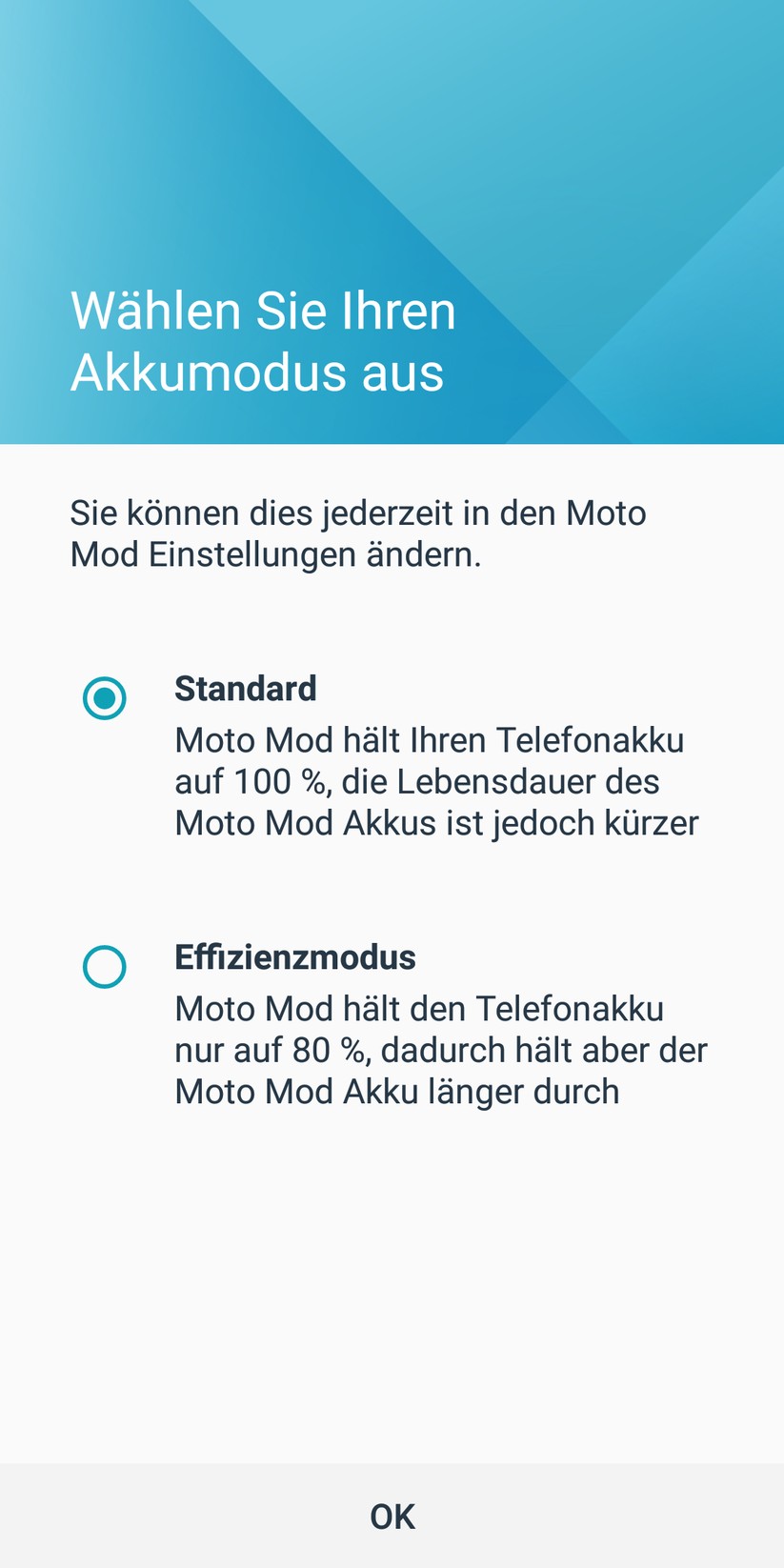 Ladevorgehen für Motorola Power Pack Mod
