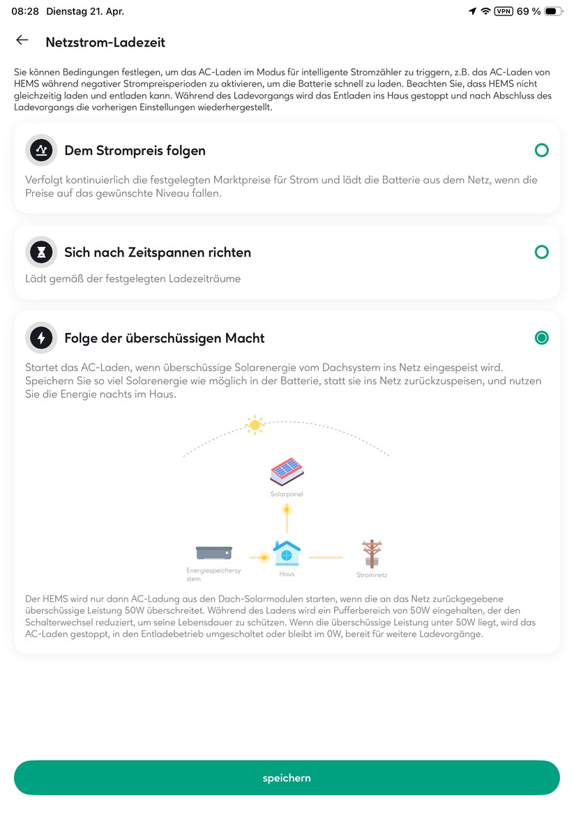 Zendure-App: Weitere Einstellungen