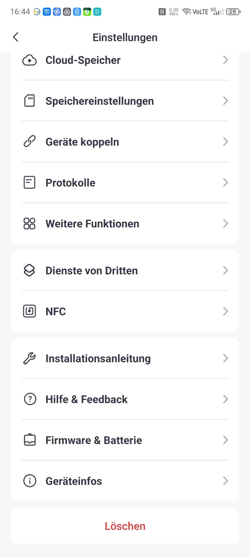 Einstellungen in der Switchbot App