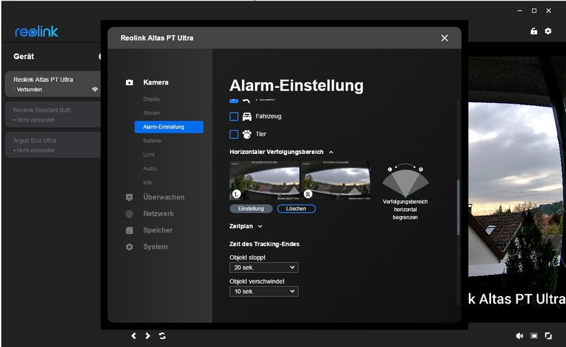 Desktop-Anwendung für Reolink Altas PT Ultra: PTZ-Überwachungskamera mit 4K, Wi-Fi 6, Akku, farbiger Nachtsicht und kontinuierlicher Aufnahme