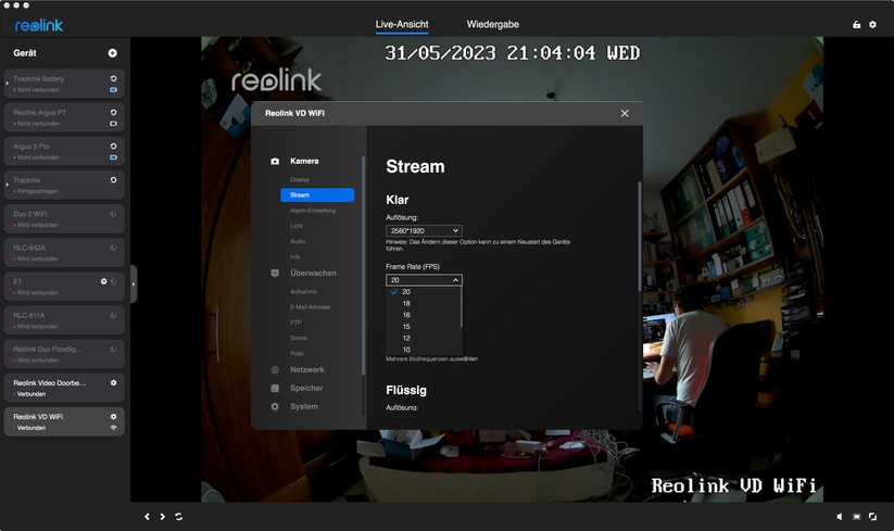 Reolink Video Doorbell WiFi/PoE: Desktop-App