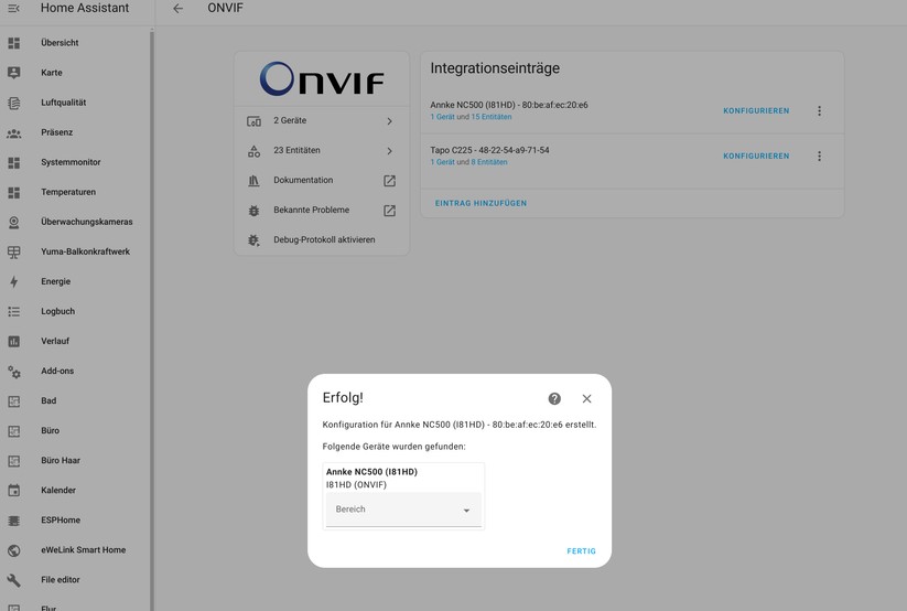 Annke NC500: Dank Onvif-Support ist die Integration in Smart-Home-Systeme wie Home Assistant kein Problem.
