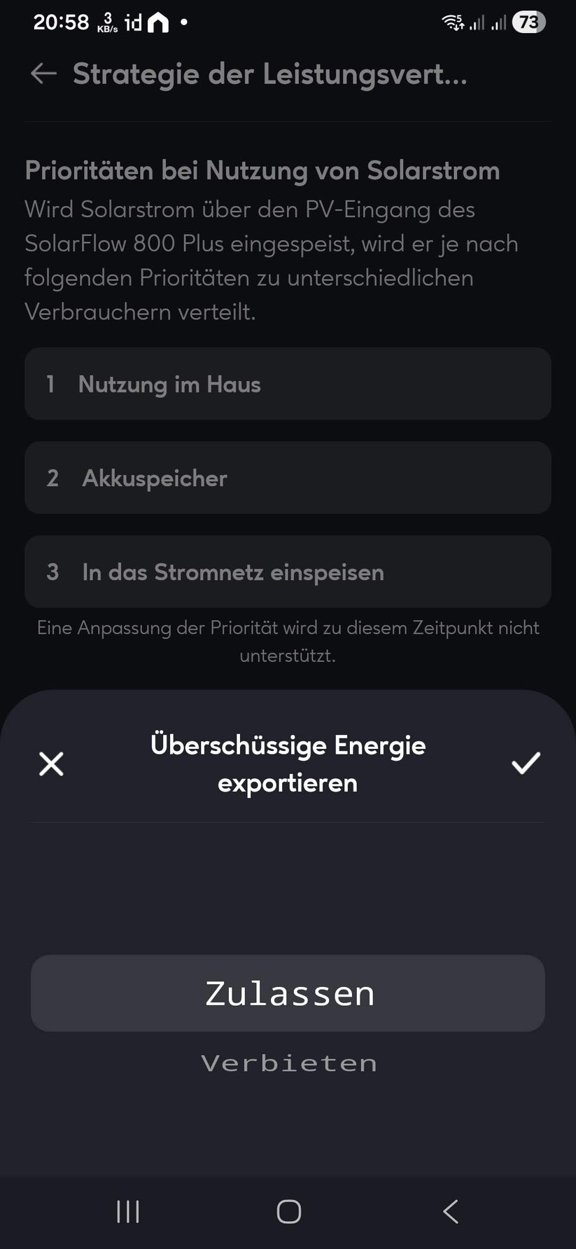 Die Zendure-App zeigt den Energiefluss zwischen PV, Akku, Haushalt und Netz sowie die Leistungen der beiden MPPT-Eingänge. Die grundlegende Bedienlogik ist nachvollziehbar, die wichtigsten Einstellungen sind sinnvoll gruppiert und schnell erreichbar.