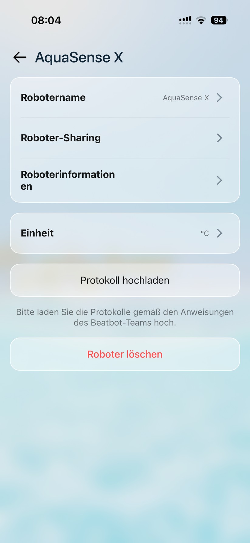 Beatbot Aquasense X - Bilder App