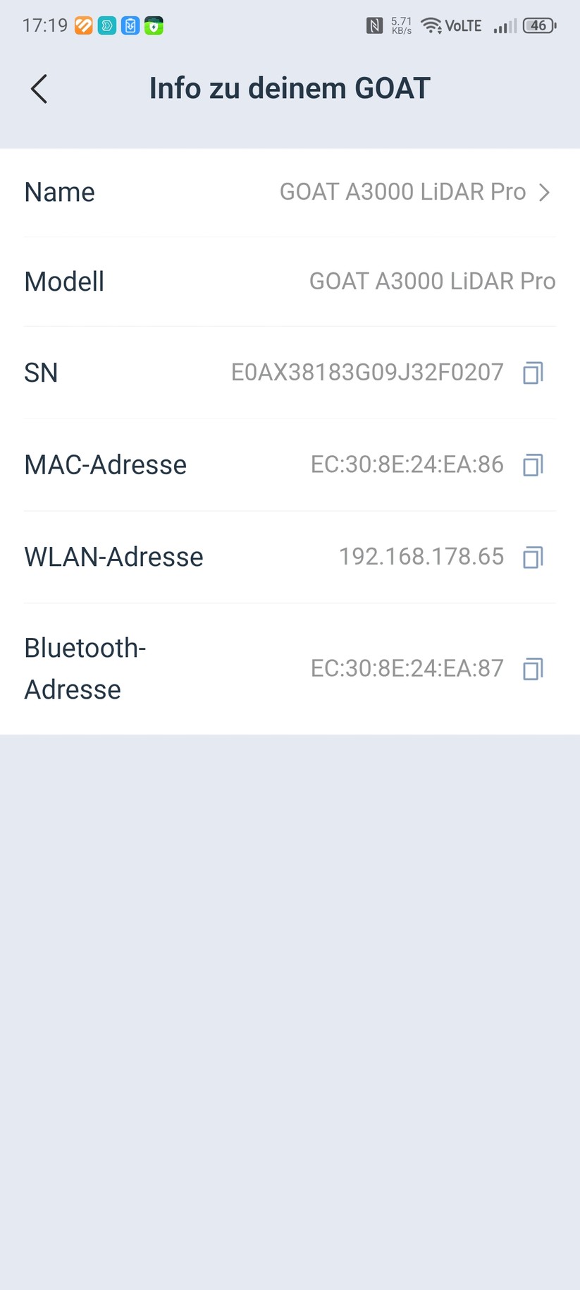 Ecovacs-App: Zusätzliche Einstellungen und Geräteinformationen