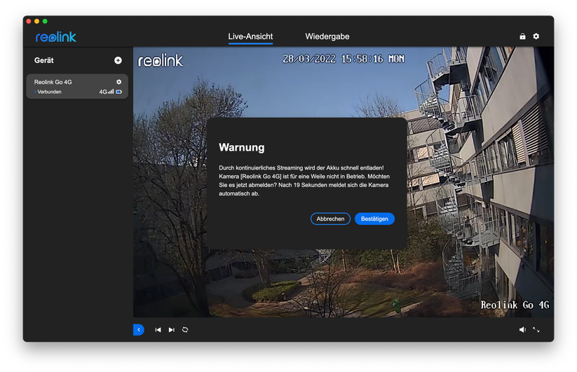 Reolink Go 4G/LTE: Desktop-Anwendung