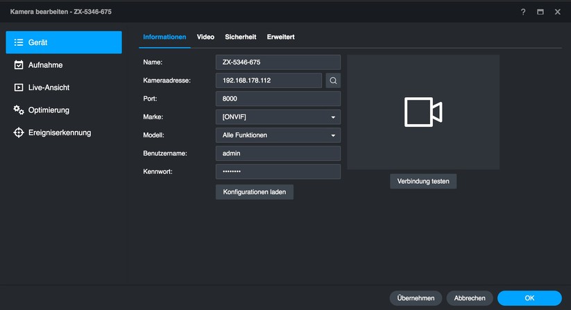 Dank Onvif-Kompatibilität können Anwender die 7Links IPC-740 (ZX-5346) auch mit Dritthersteller-Software wie Synology Surveillance Station betreiben.
