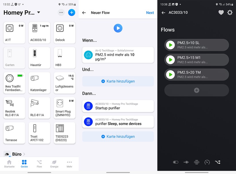 Mit leistungsfähigen Smart-Home-Zentralen wie Homey Pro können Anwender die Steuerung von Luftreinigern anhand von Daten des Luftgütesensors Air-Q effizienter steuern.