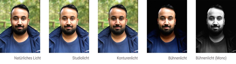 So schauen beim iPhone 8 Plus die fünf unterschiedlichen Porträtlichter aus.