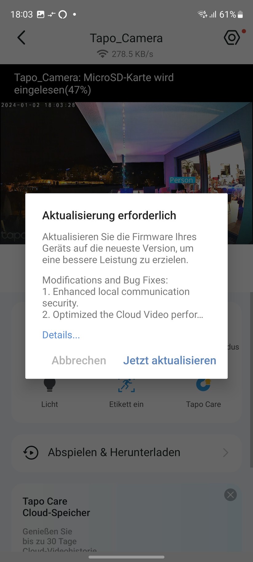 TP-Link Tapo C325WB: Einrichtung, Einstellungen und Aufnahmen