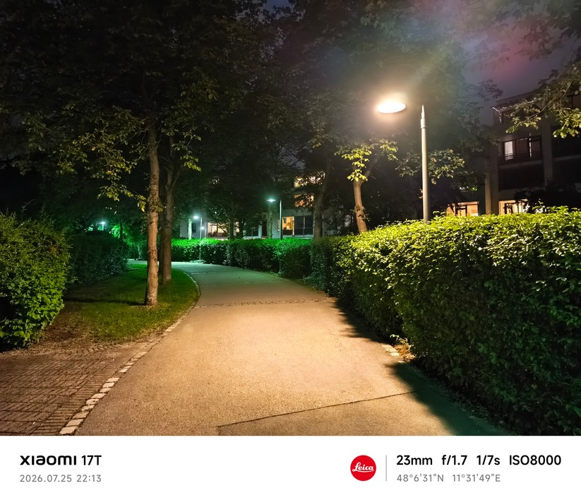Xiaomi 17T: Hauptkamera bei Nacht