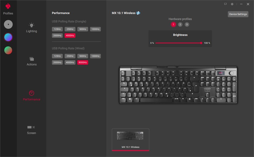 Cherry Xtrfy MX 10.1 Wireless - Bilder App
