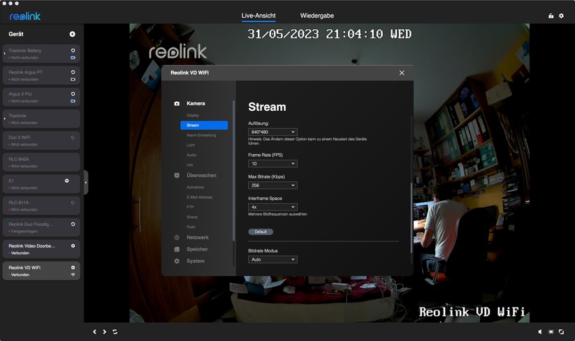 Reolink Video Doorbell WiFi/PoE: Desktop-App