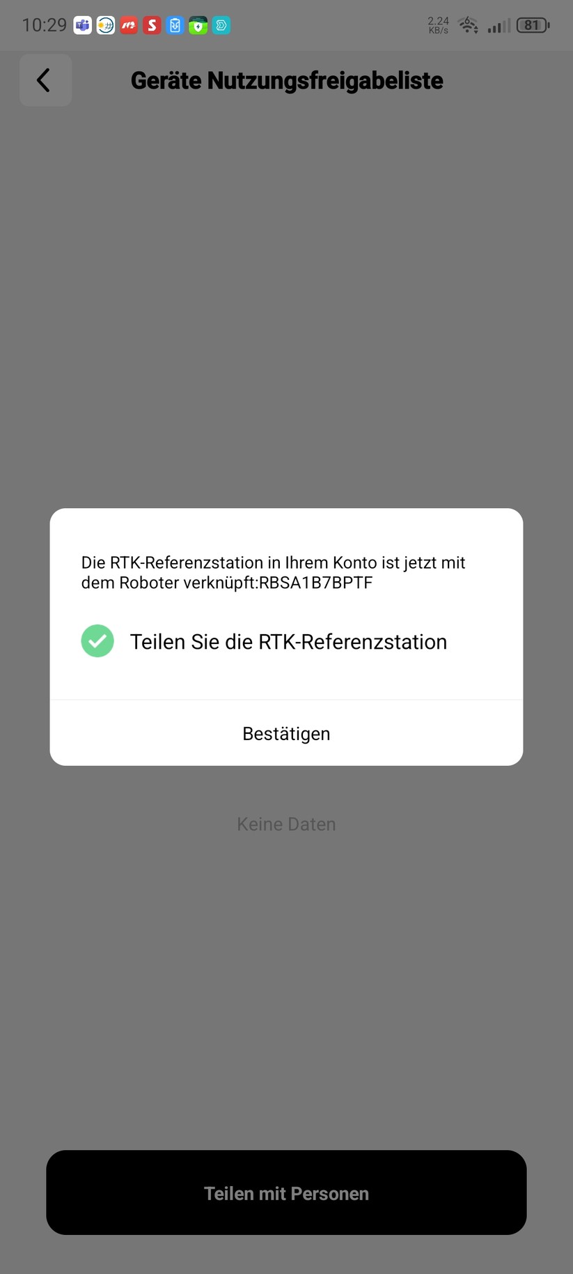  Mähroboter mit Nutzer teilen