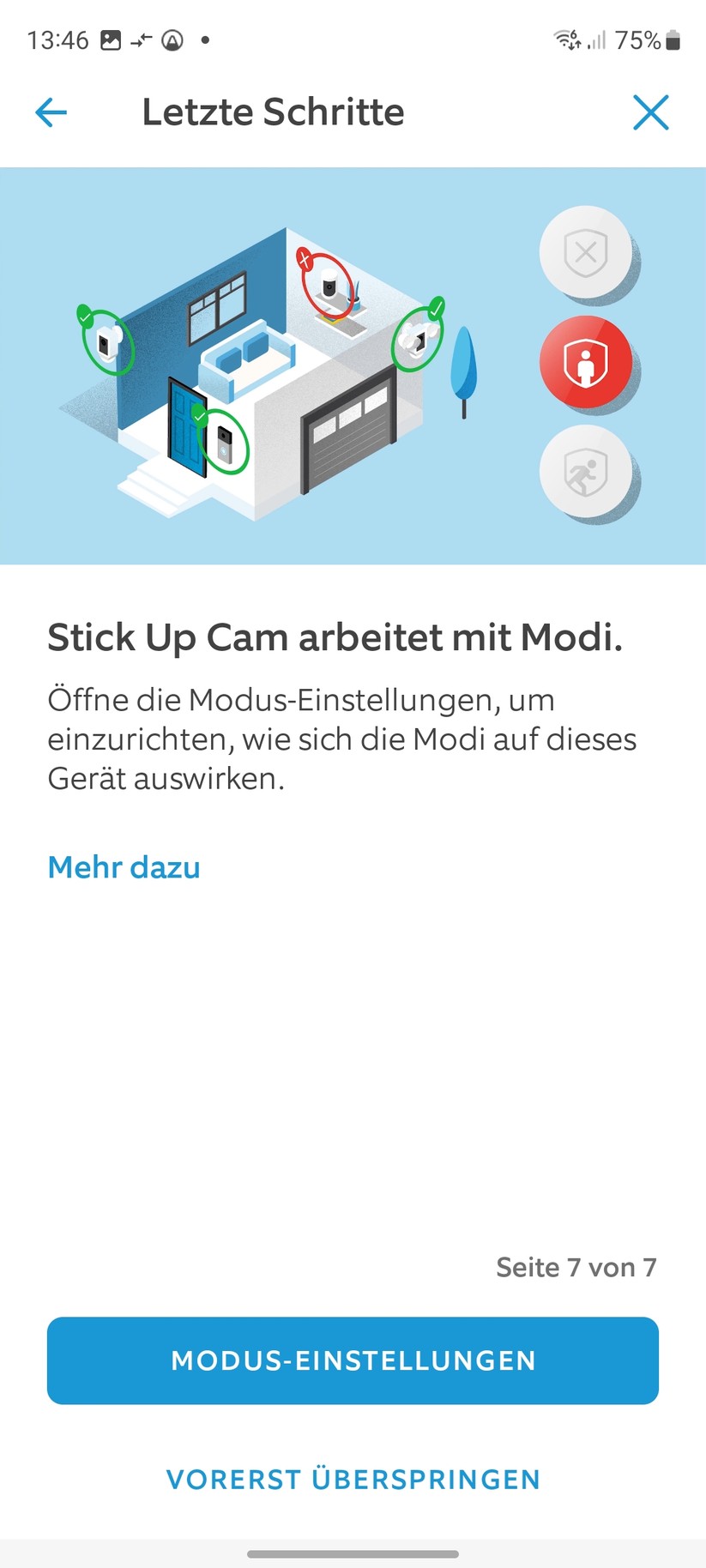Ring Stick Up Cam Pro Akku: Die Einrichtung ist einfach und bietet viele Erläuterungen zur Kamera. Vorbildlich.