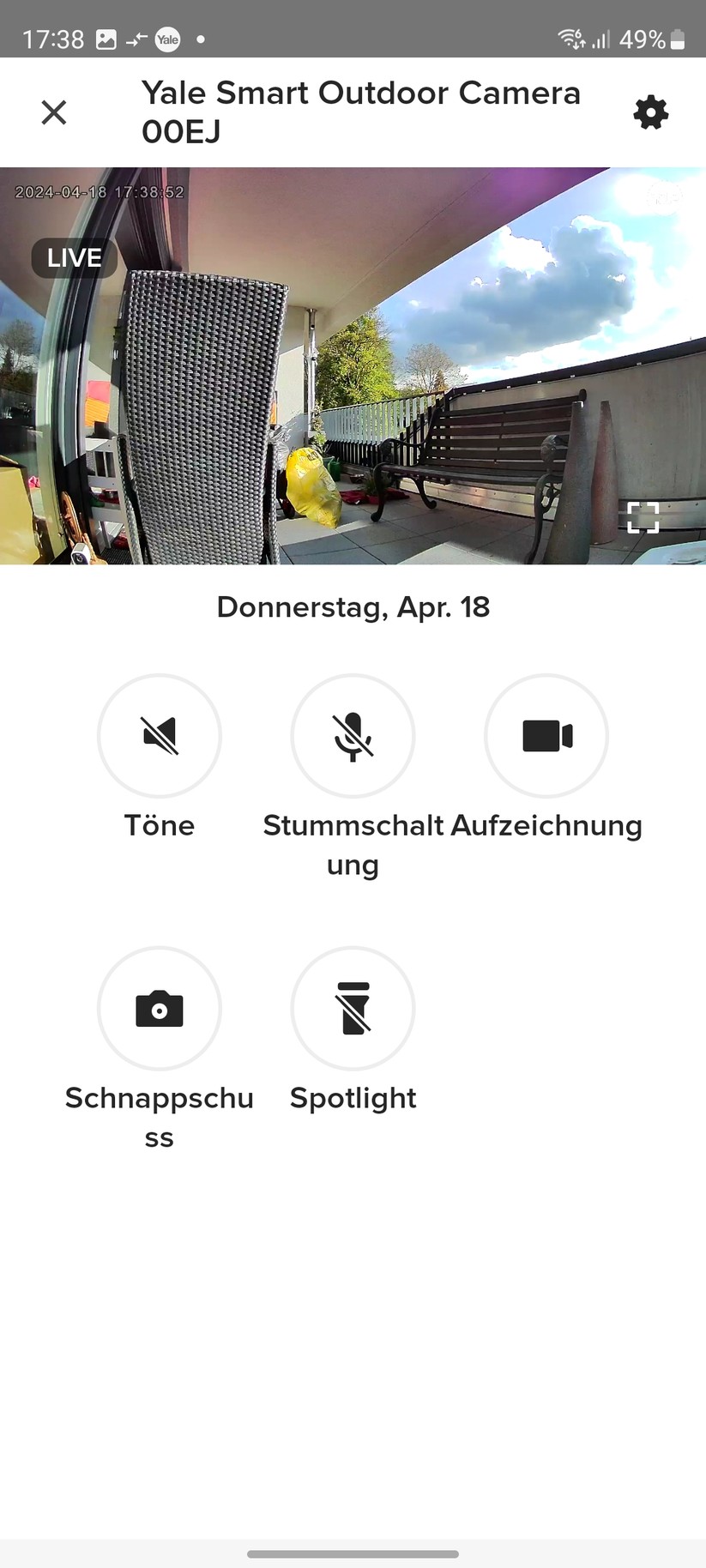 Yale Smart Outdoor Camera: Einstellungen, Aufnahmen