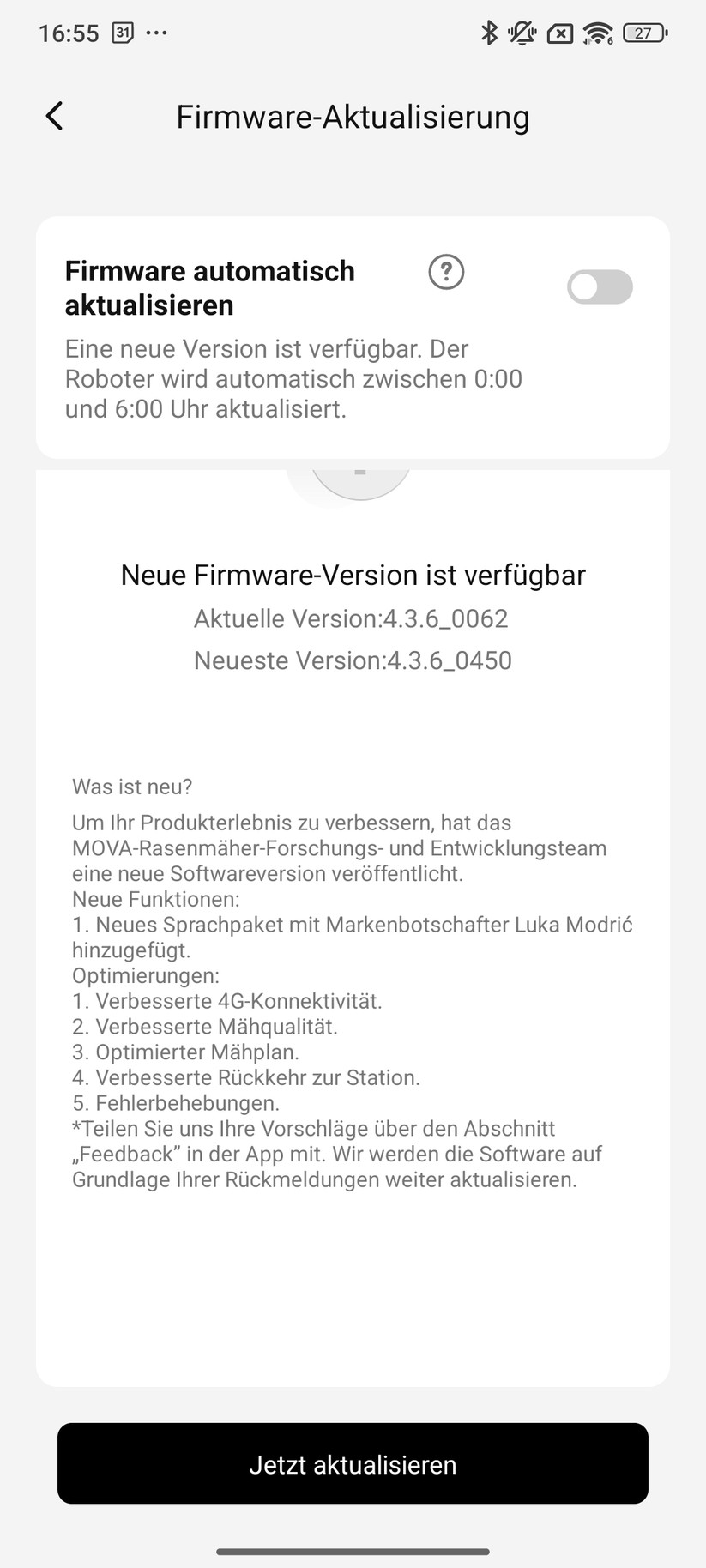 Mova 1000 – Einrichtung