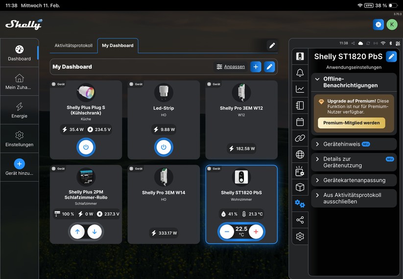 Shelly Linkedgo ST1820: Konfiguration mit Shelly-App
