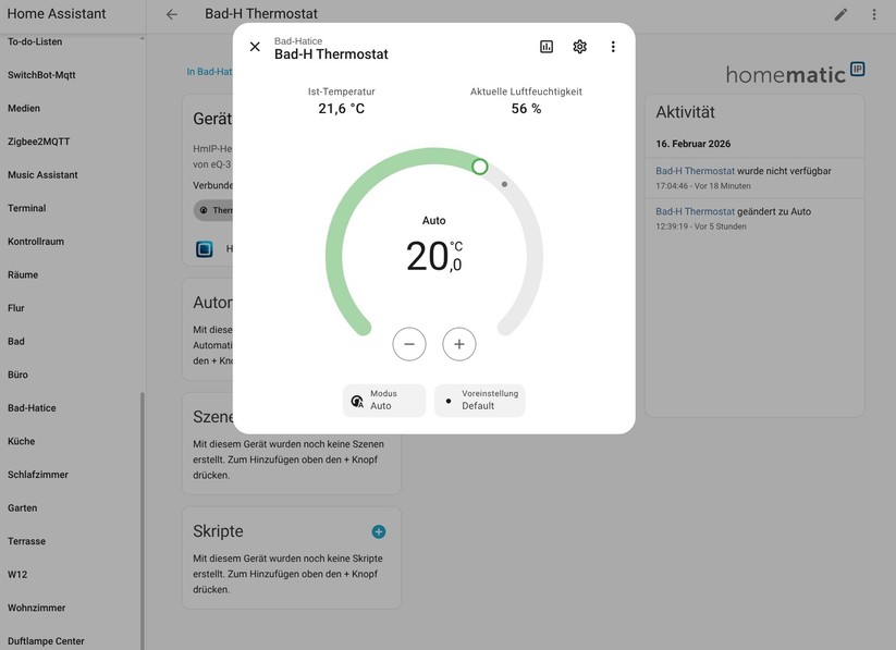 Homematic IP BWTH: Integration in Home Assistant