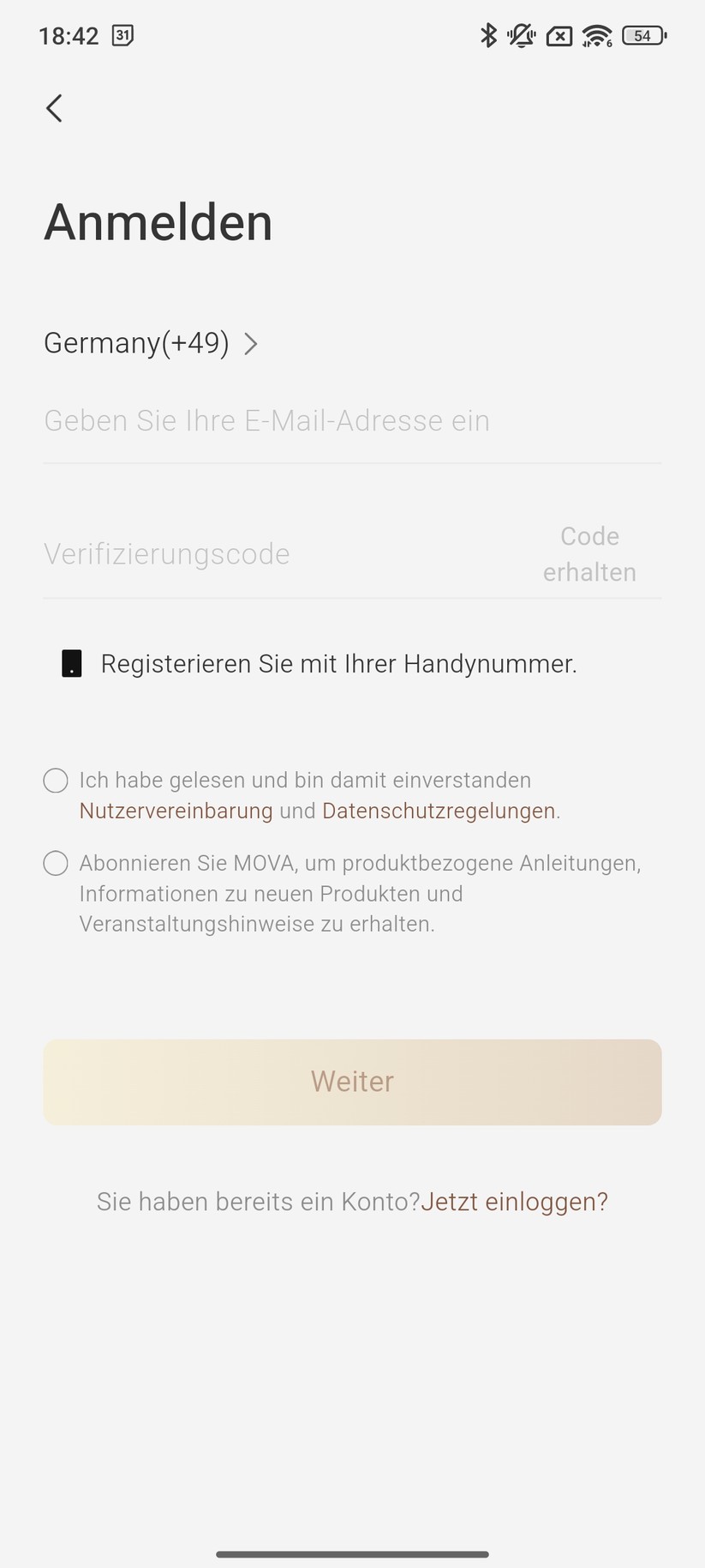 Mova 1000 – Einrichtung