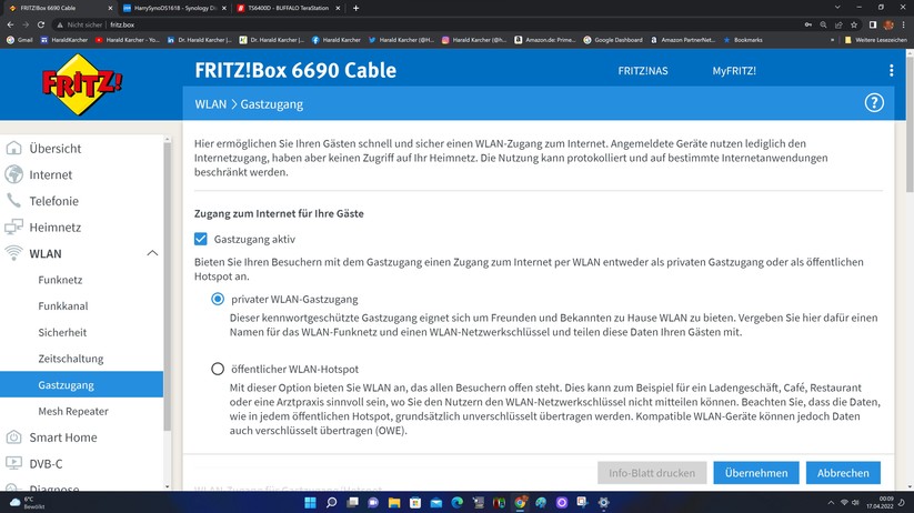 Fritzbox 6690 Cable - Konfiguration 