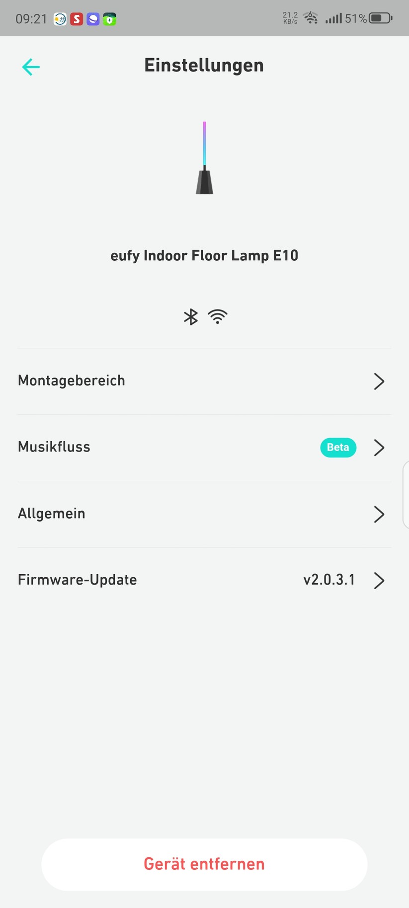 Eufy Indoor Floor Lamp E10: App