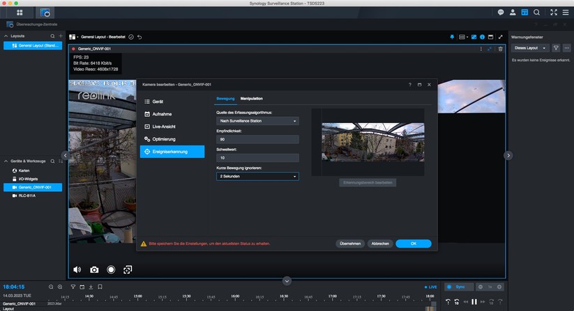 Reolink Duo Floodlight PoE: Synology Surveillance Station