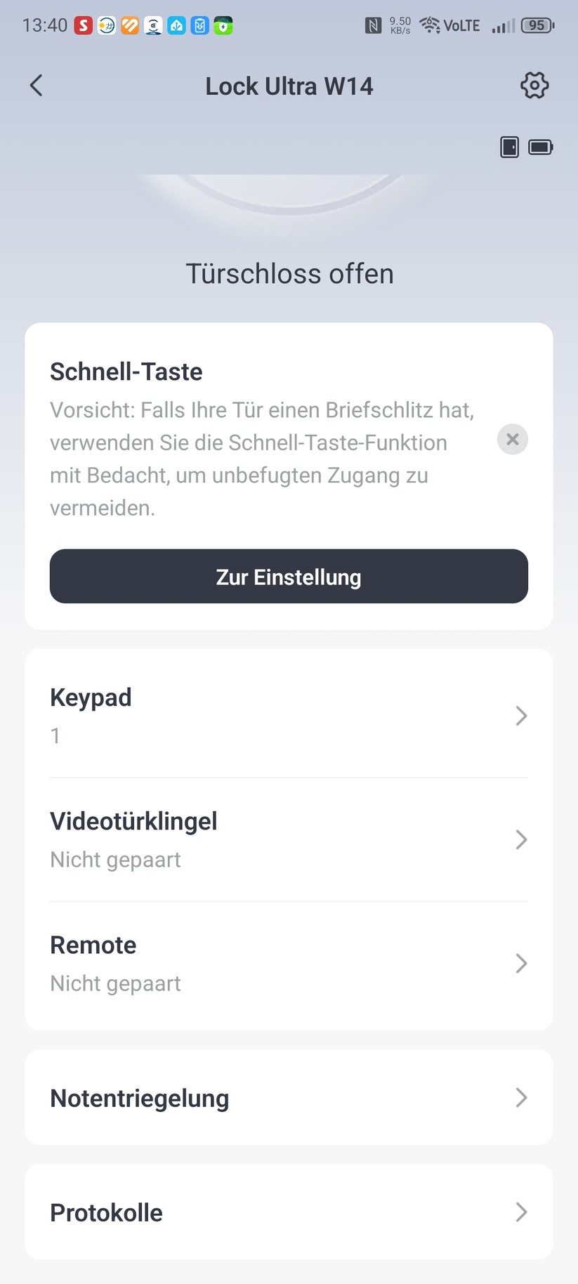 Switchbot Lock Ultra Vision Pro: Einrichtung und Steuerung erfolgen mit der Switchbot-App, für die man sich registrieren muss.