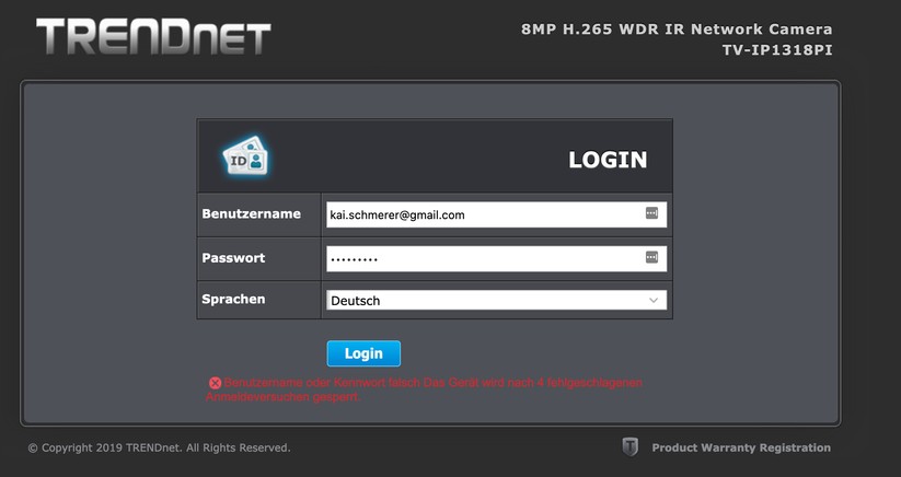 Trendnet TV-IP1318PI: Konfiguration über Browser
