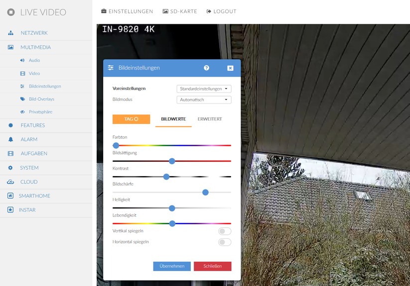 Instar IN-9820 4K: Die Steuerung der Überwachungskamera gelingt mit App oder Browser. Zudem kann sie auch in Smart-Home-Zentralen wie Home Assistant (Onvif, MQTT) und Drittherstellerlösungen wie Synology Surveillance Station eingebunden werden.
